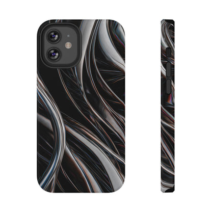 Black Metallic Streaks Phone Case – MagSafe Compatible for iPhone & Samsung Galaxy
