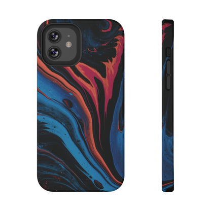 Crimson & Cobalt Fusion Marble Phone Case – MagSafe Compatible for iPhone & Samsung Galaxy
