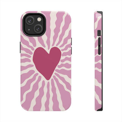 Cute Pink Heart Graphic Phone Case - iPhone 11-15 All Sizes