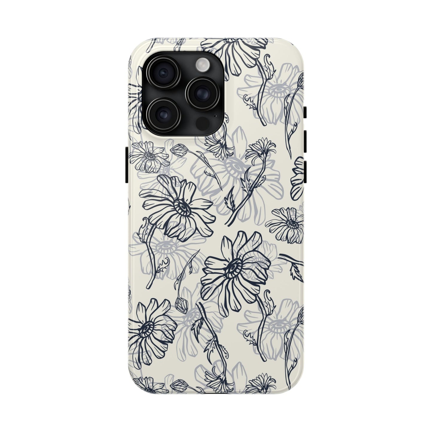 Artsy Flower Drawing Sketch iPhone 11-15 Case - Minimal Phone Case