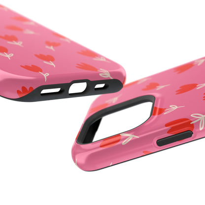 Red Tulip Bloom Phone Case – MagSafe Compatible for iPhone & Samsung Galaxy