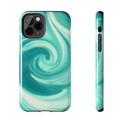 Turquoise Abstract Swirls Tough iPhone Case - iPhone 15-11 All Sizes