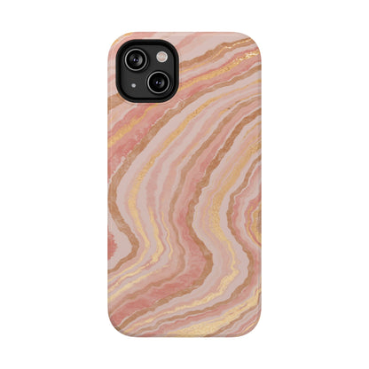 Rose Gold Marble Wave Phone Case – MagSafe Compatible for iPhone & Samsung Galaxy