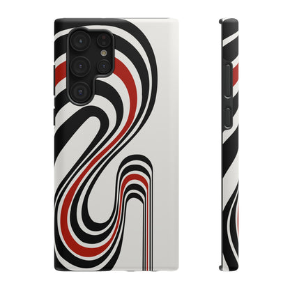 Retro Black & Red Wave Phone Case – MagSafe Compatible for iPhone & Samsung Galaxy