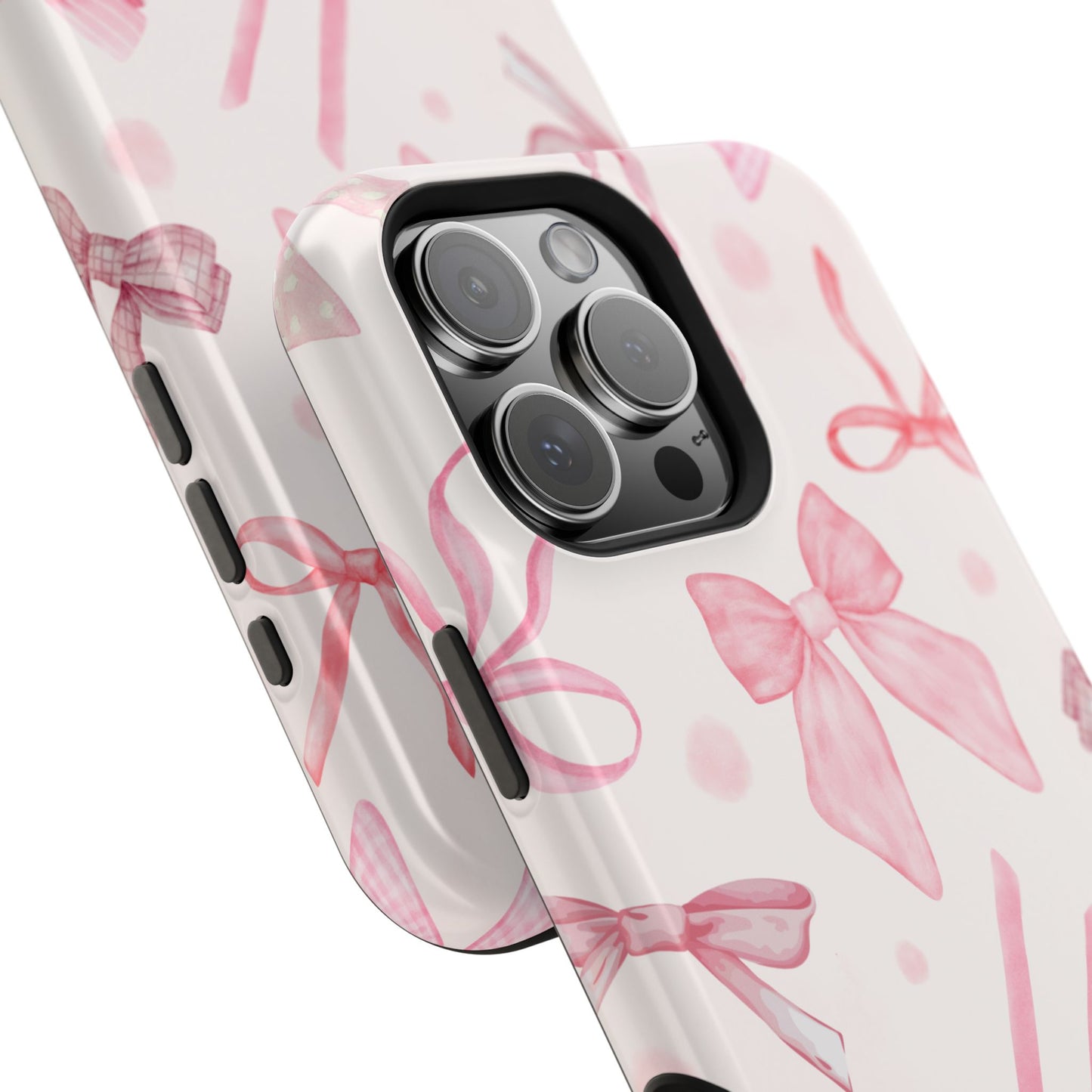 Sweet Pink Bow Coquette Pattern Phone Case – MagSafe Compatible for iPhone & Samsung Galaxy