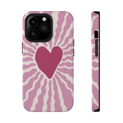 Retro Radiant Heart Phone Case – MagSafe Compatible for iPhone & Samsung Galaxy