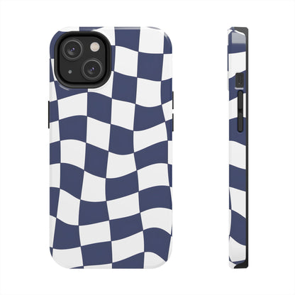 Blue Checkered Tough Phone Case - iPhone 15-11 All Sizes