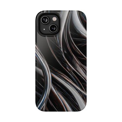 Black Metallic Streaks Phone Case – MagSafe Compatible for iPhone & Samsung Galaxy