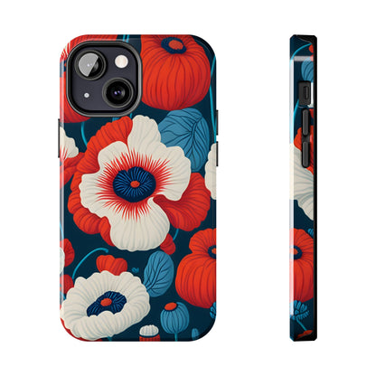 Cute Red And Blue Flower iPhone Case for iPhone 11-15 All Sizes