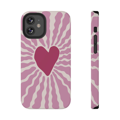 Retro Radiant Heart Phone Case – MagSafe Compatible for iPhone & Samsung Galaxy