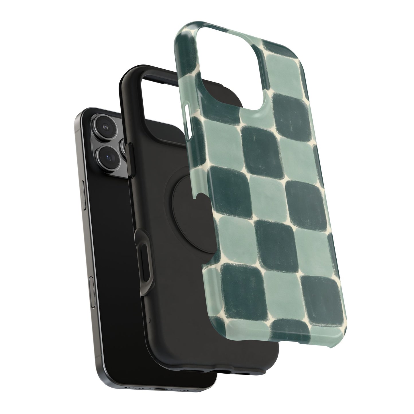 Green Checkerboard Retro Phone Case – MagSafe Compatible for iPhone & Samsung Galaxy