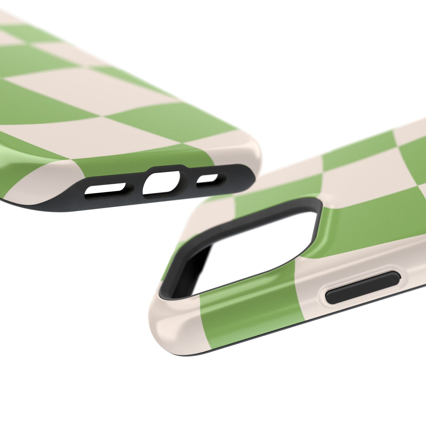 Green Wavy Checkerboard Aesthetic Phone Case – MagSafe Compatible for iPhone & Samsung Galaxy