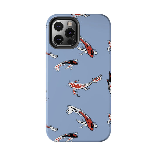 Minimalistic Chinese Koi Fish Painting for iPhone 11-15 All Sizes