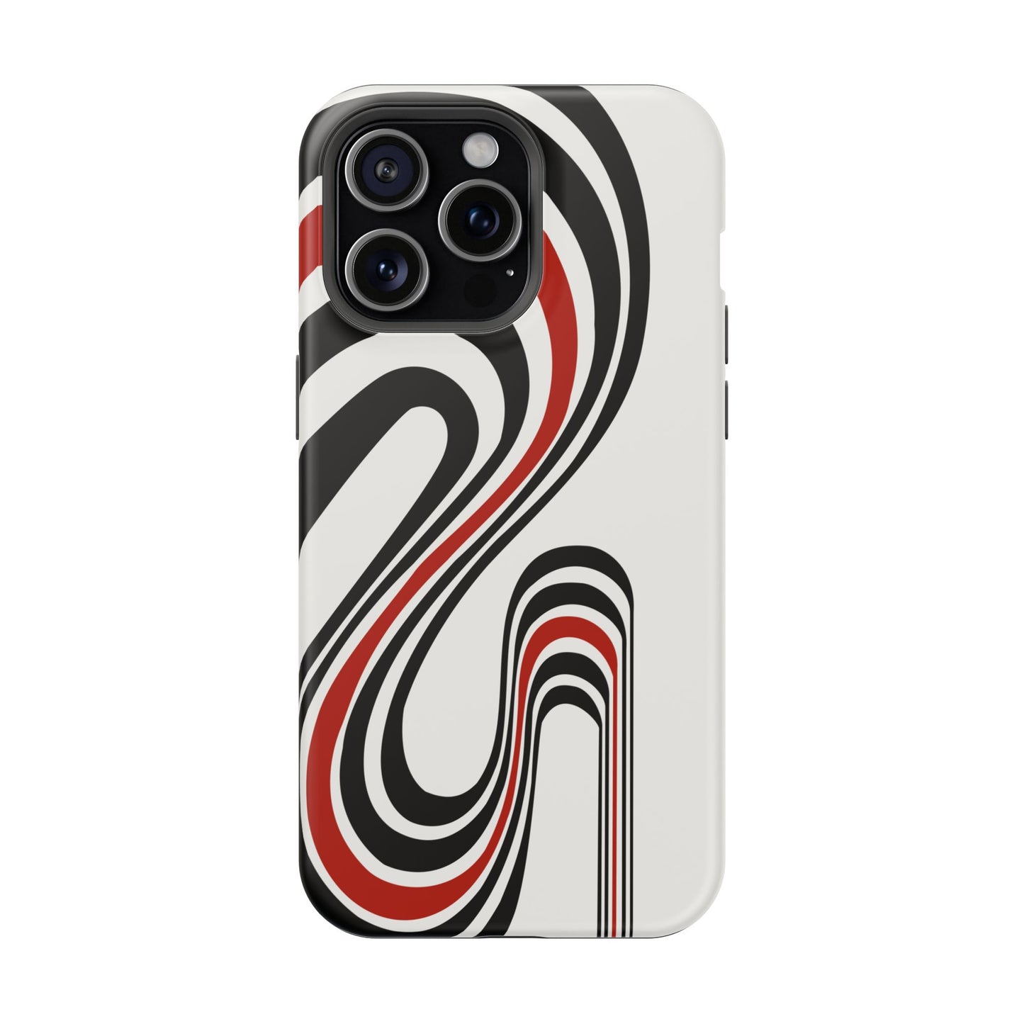 Retro Black & Red Wave Phone Case – MagSafe Compatible for iPhone & Samsung Galaxy