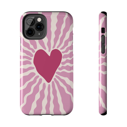 Cute Pink Heart Graphic Phone Case - iPhone 11-15 All Sizes