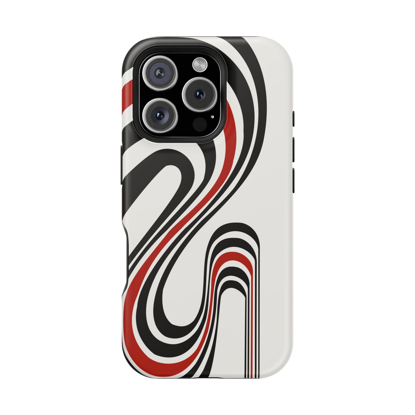 Retro Black & Red Wave Phone Case – MagSafe Compatible for iPhone & Samsung Galaxy