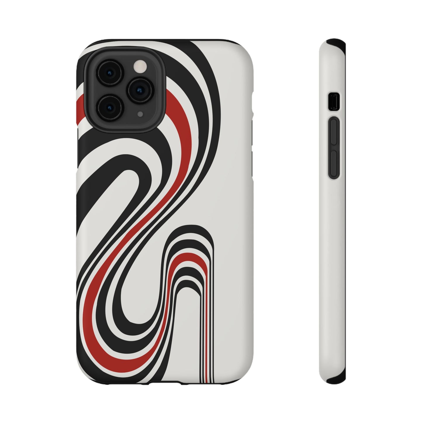 Retro Black & Red Wave Phone Case – MagSafe Compatible for iPhone & Samsung Galaxy
