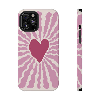 Retro Radiant Heart Phone Case – MagSafe Compatible for iPhone & Samsung Galaxy