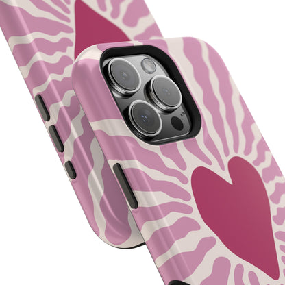 Retro Radiant Heart Phone Case – MagSafe Compatible for iPhone & Samsung Galaxy