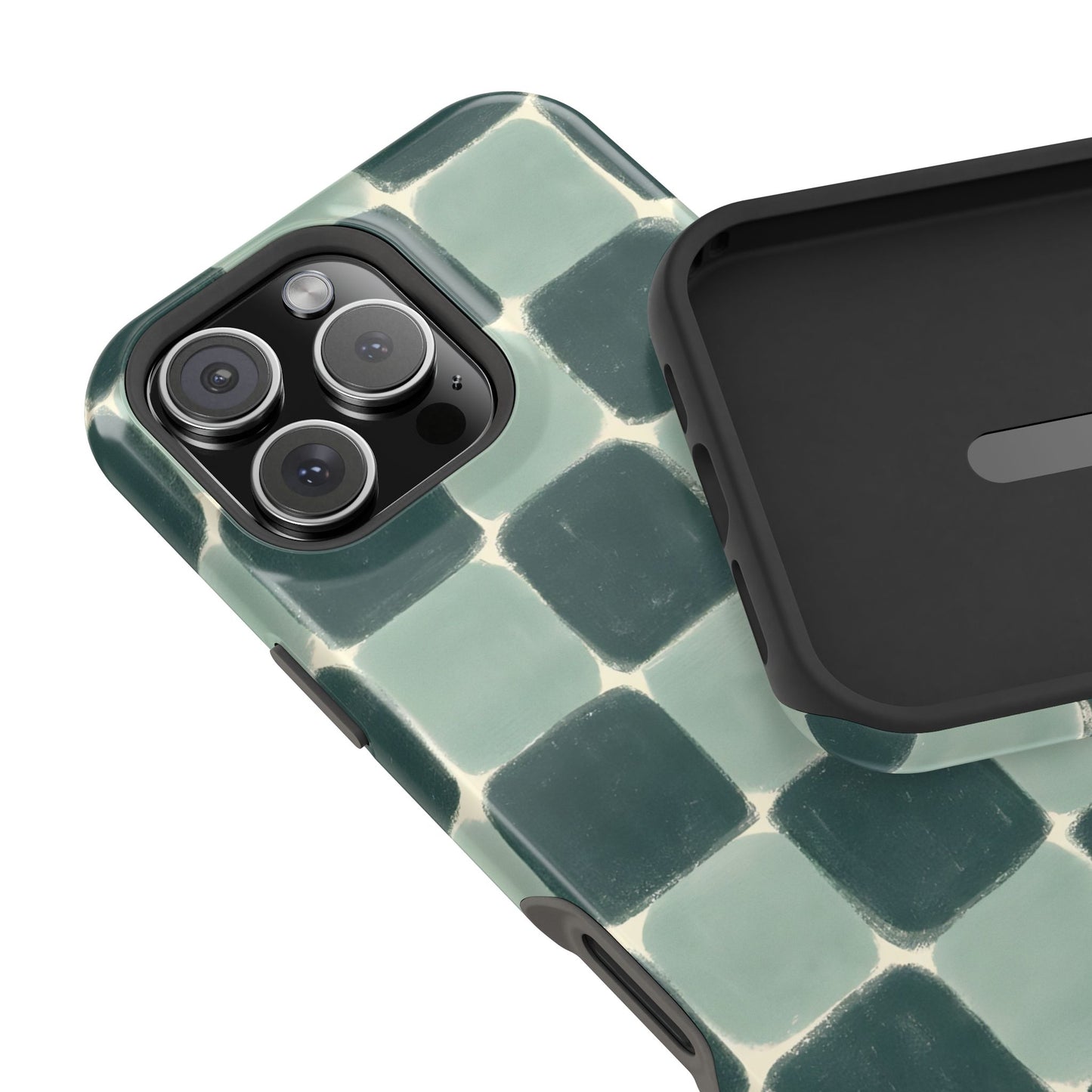 Green Checkerboard Retro Phone Case – MagSafe Compatible for iPhone & Samsung Galaxy