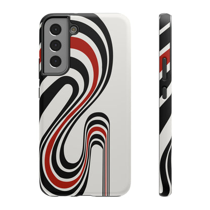 Retro Black & Red Wave Phone Case – MagSafe Compatible for iPhone & Samsung Galaxy