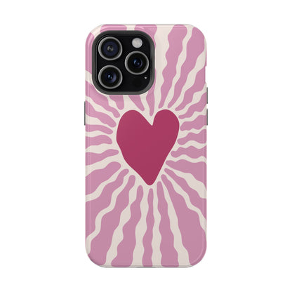 Retro Radiant Heart Phone Case – MagSafe Compatible for iPhone & Samsung Galaxy
