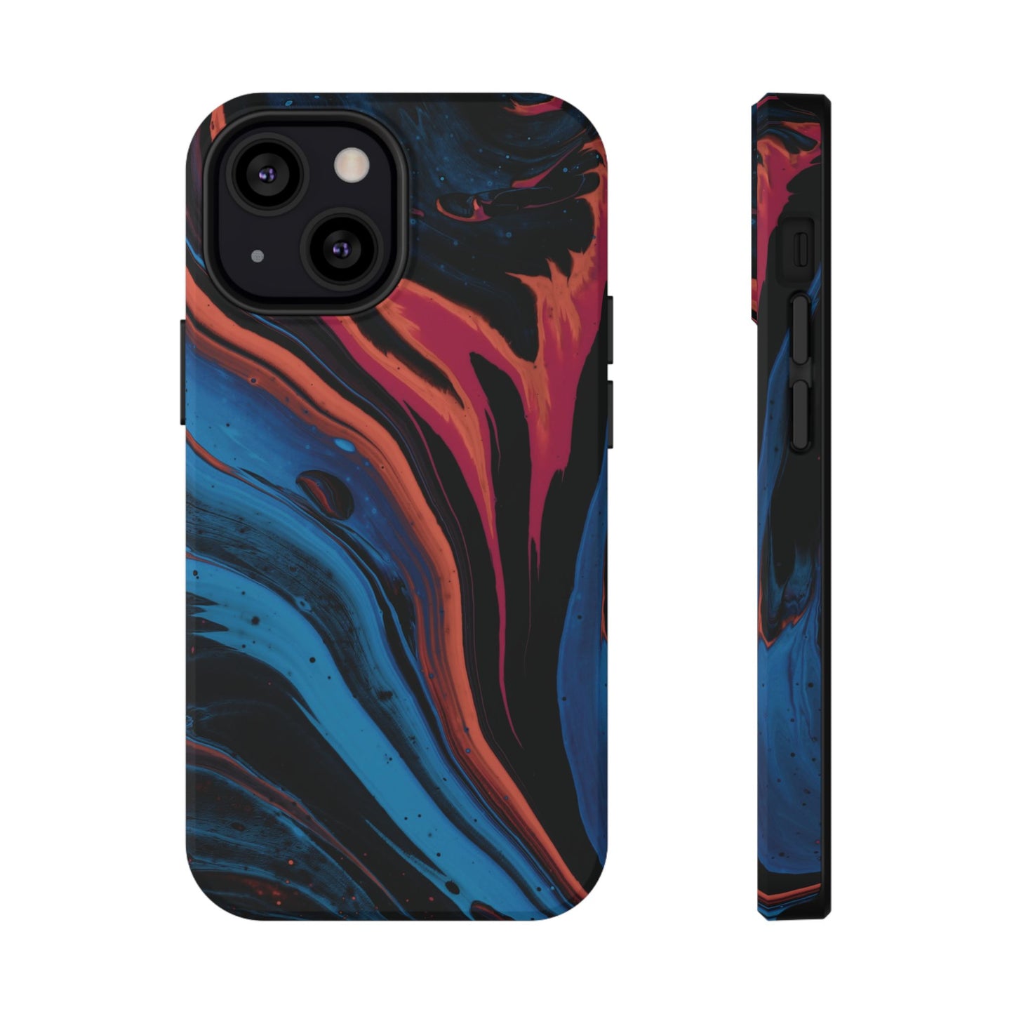 Crimson & Cobalt Fusion Marble Phone Case – MagSafe Compatible for iPhone & Samsung Galaxy