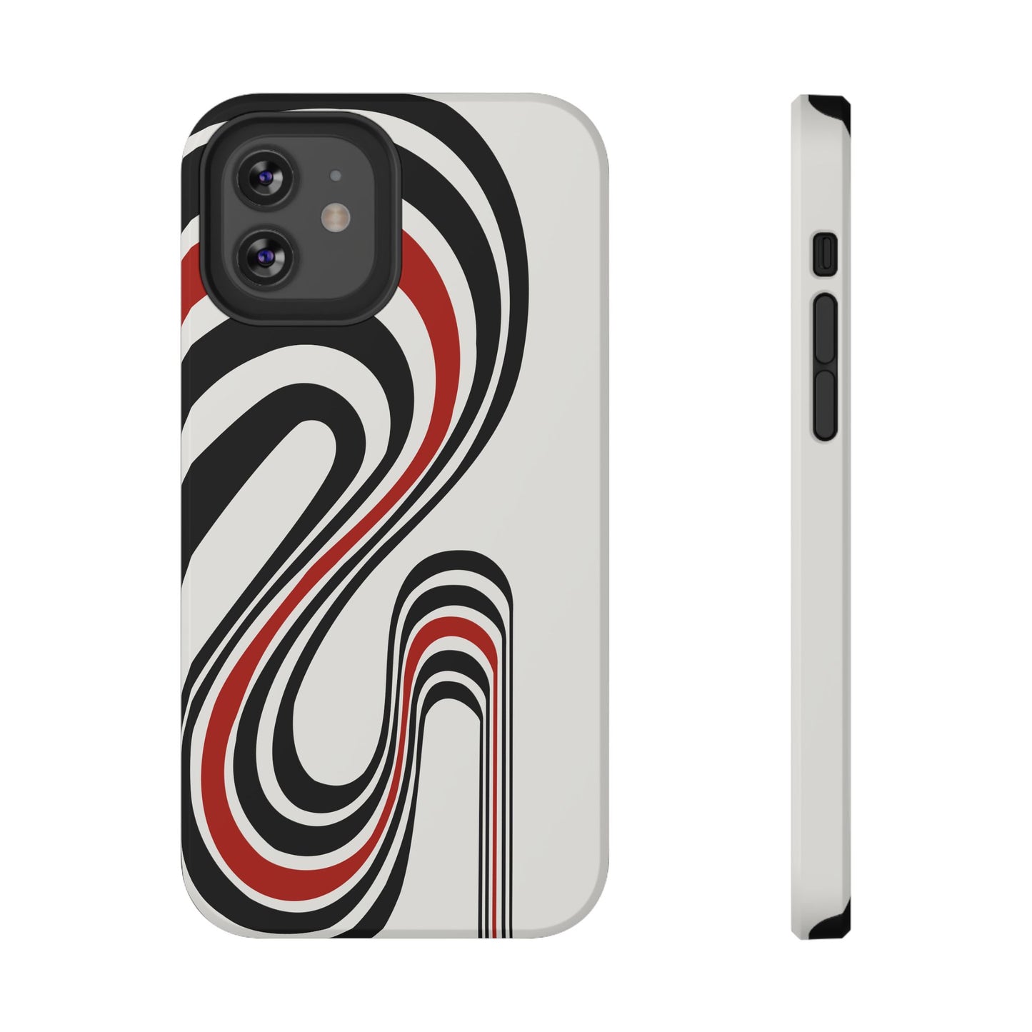 Retro Black & Red Wave Phone Case – MagSafe Compatible for iPhone & Samsung Galaxy