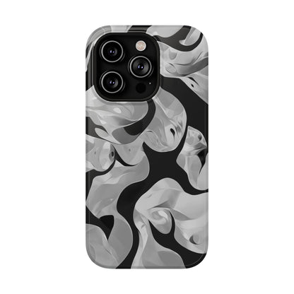 Abstract Monochrome Swirl Phone Case – MagSafe Compatible for iPhone & Samsung Galaxy