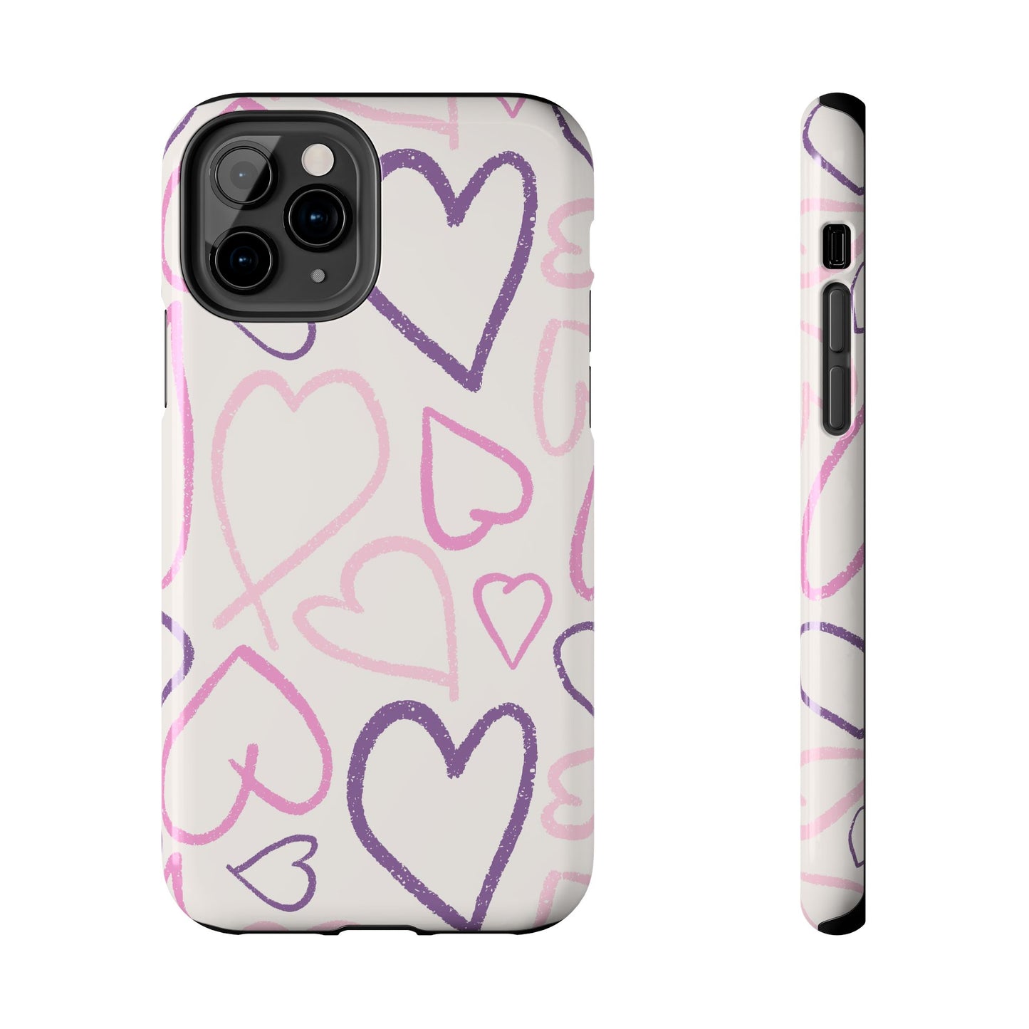 Cute Aesthetic Pink Heart Sketch for iPhone 11-16 All Sizes