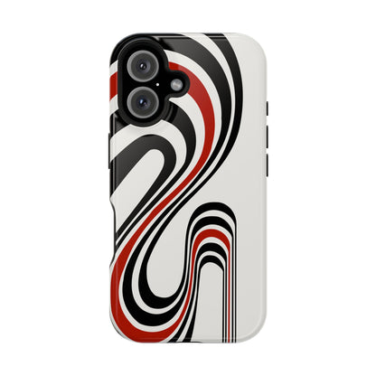 Retro Black & Red Wave Phone Case – MagSafe Compatible for iPhone & Samsung Galaxy