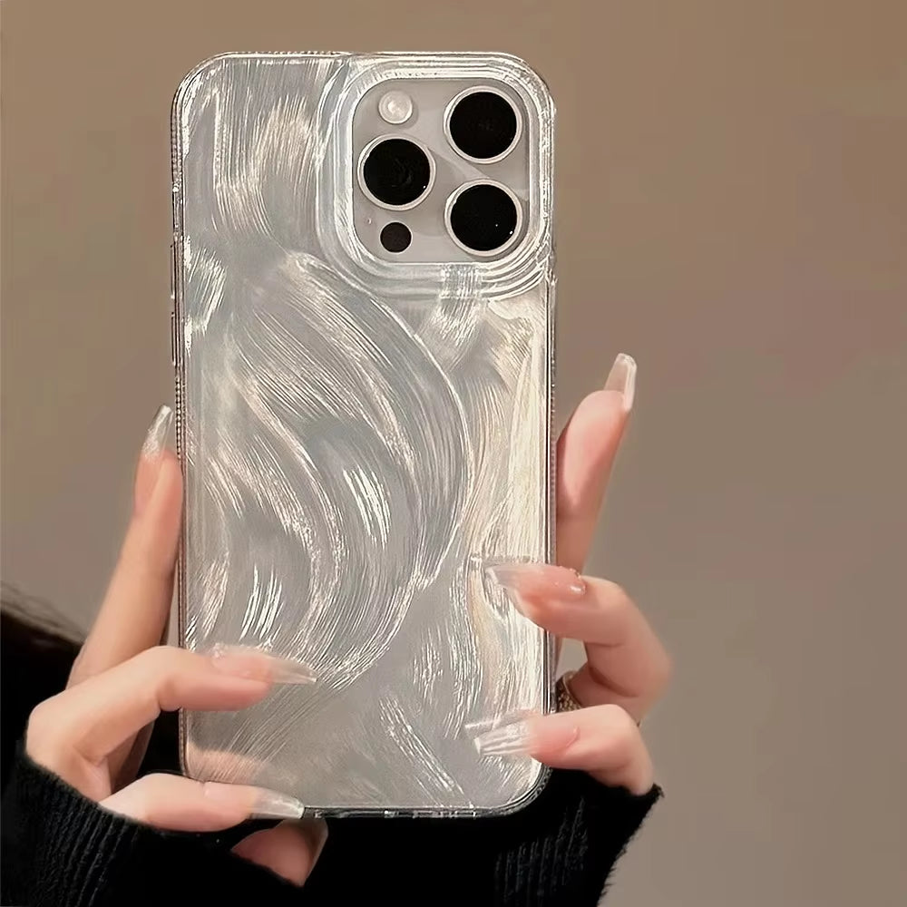 "Stunning Luxury Laser Glitter Rainbow Water Ripple Phone Case for iPhone 16 Pro Max & 15/14/13/12/11 Pro Max - Fashionable Shockproof Protection!"