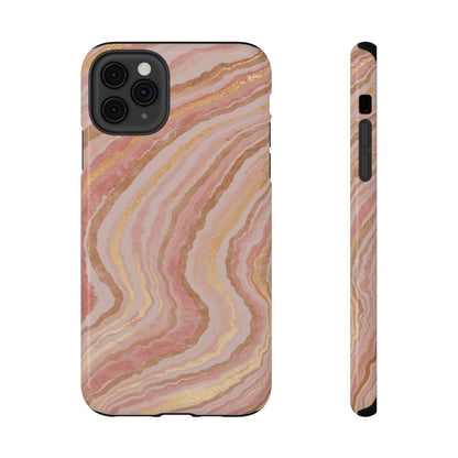 Rose Gold Marble Wave Phone Case – MagSafe Compatible for iPhone & Samsung Galaxy