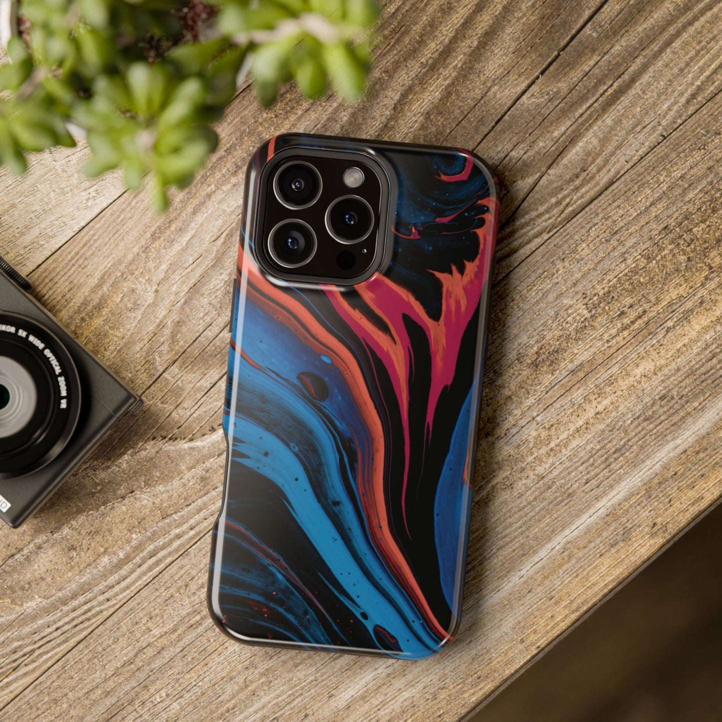 Crimson & Cobalt Fusion Marble Phone Case – MagSafe Compatible for iPhone & Samsung Galaxy