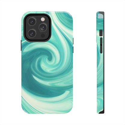 Turquoise Abstract Swirls Tough iPhone Case - iPhone 15-11 All Sizes