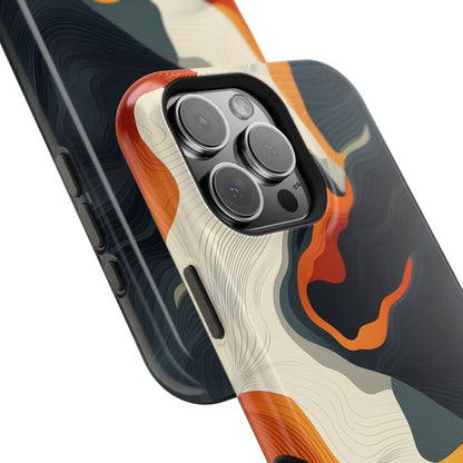 Topographical Abstract Wave Phone Case – MagSafe Compatible for iPhone & Samsung Galaxy