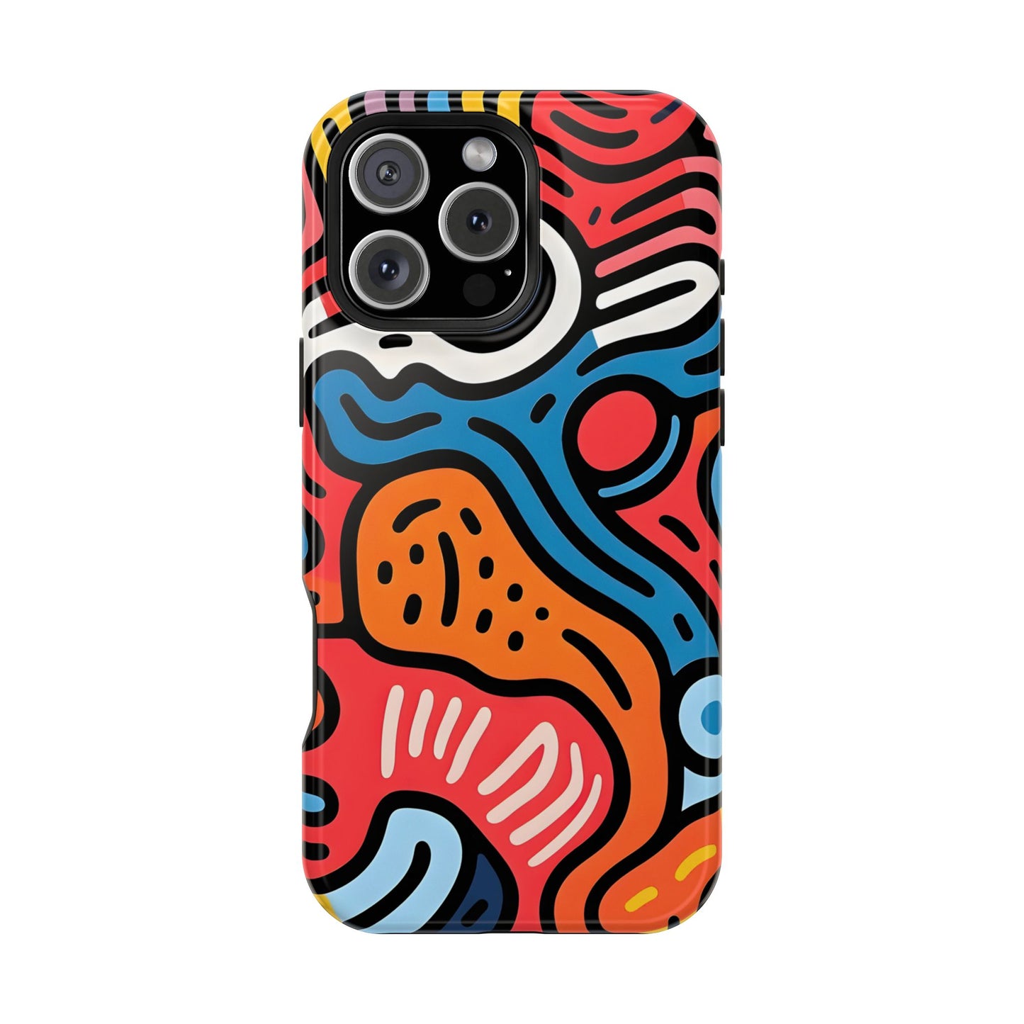 Bold Abstract Doodle Phone Case – MagSafe Compatible for iPhone & Samsung Galaxy
