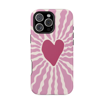 Retro Radiant Heart Phone Case – MagSafe Compatible for iPhone & Samsung Galaxy