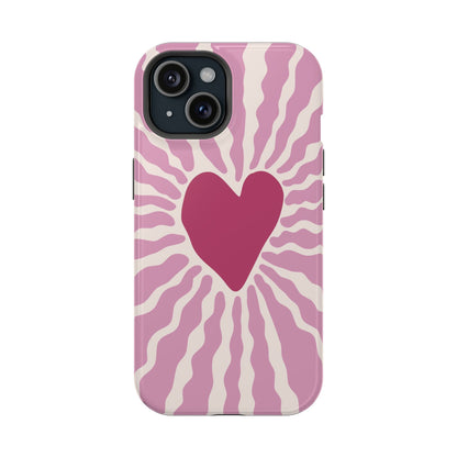 Retro Radiant Heart Phone Case – MagSafe Compatible for iPhone & Samsung Galaxy