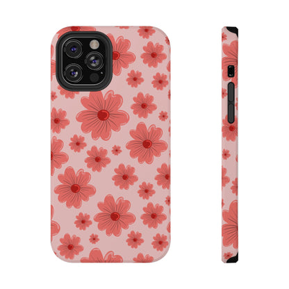 Blush Red Floral Phone Case – MagSafe Compatible for iPhone & Samsung Galaxy