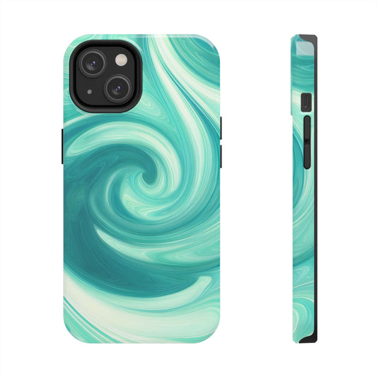 Turquoise Abstract Swirls Tough iPhone Case - iPhone 15-11 All Sizes