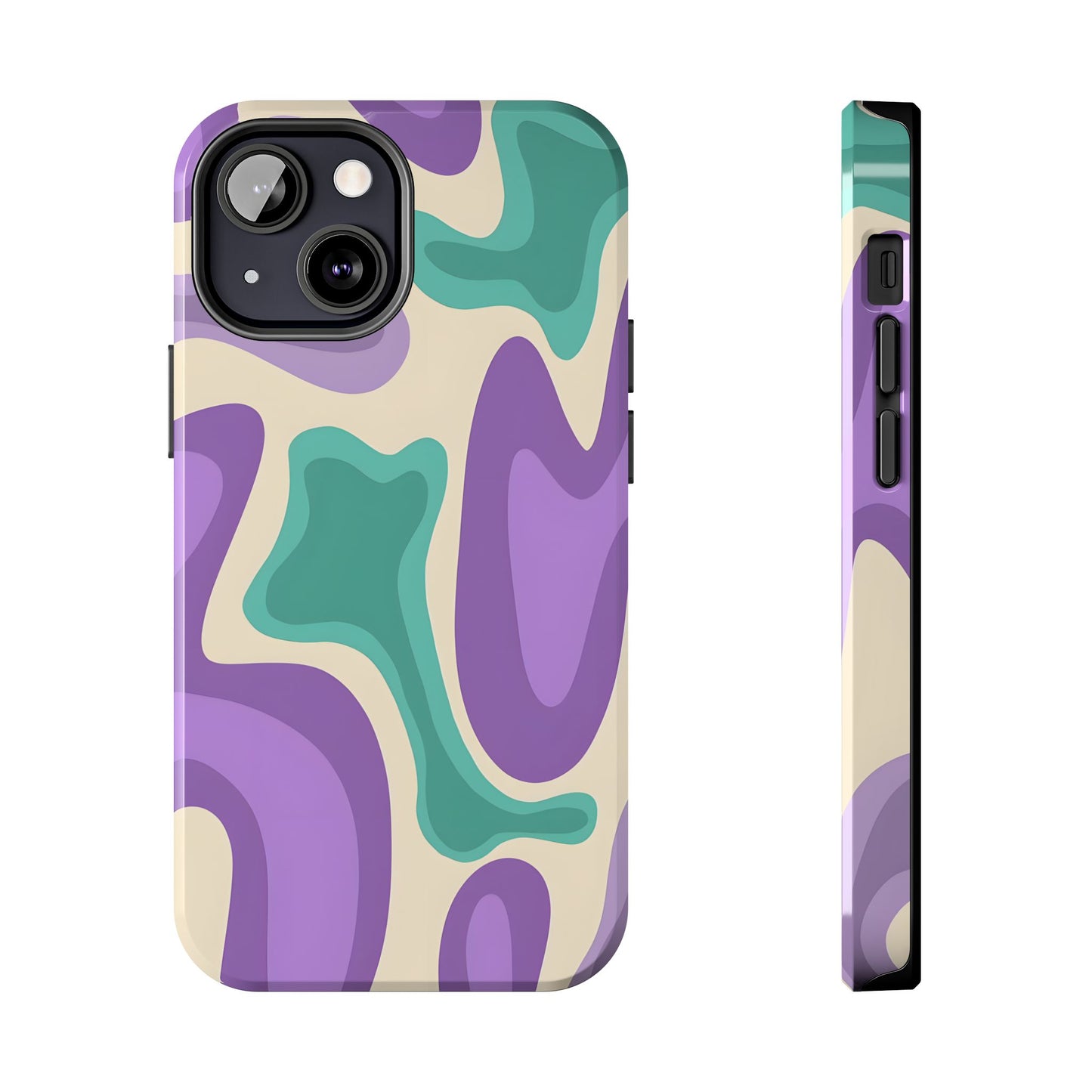 Purple And Turquoise Tough iPhone Case - iPhone 15-11 All Sizes