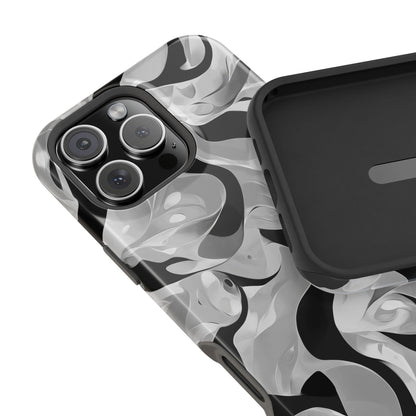 Abstract Monochrome Swirl Phone Case – MagSafe Compatible for iPhone & Samsung Galaxy