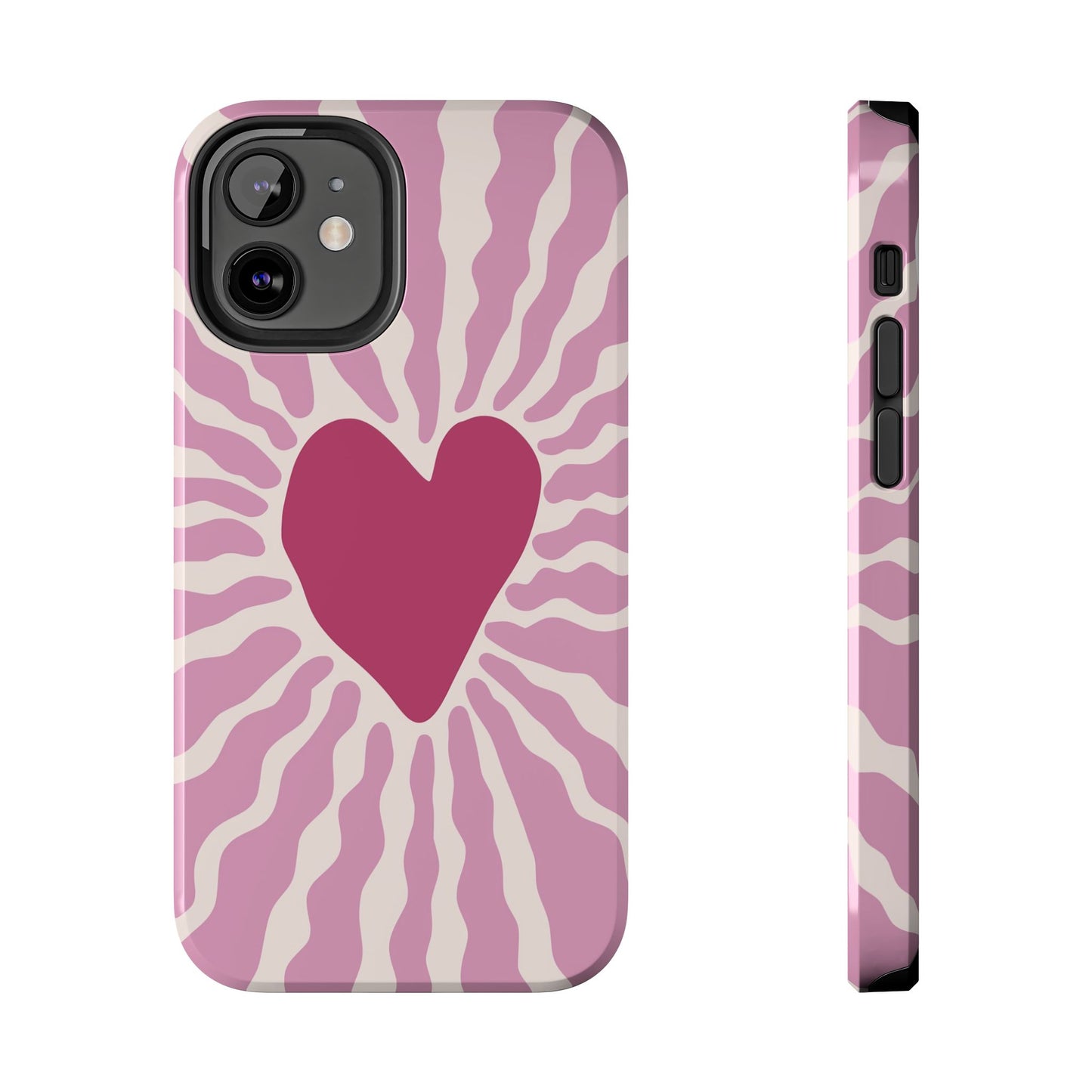 Cute Pink Heart Graphic Phone Case - iPhone 11-15 All Sizes