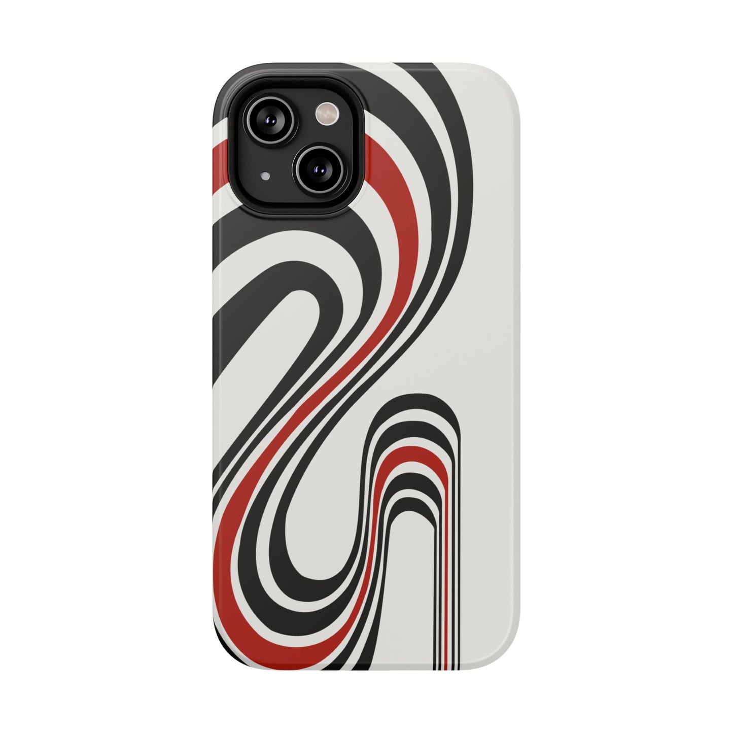 Retro Black & Red Wave Phone Case – MagSafe Compatible for iPhone & Samsung Galaxy