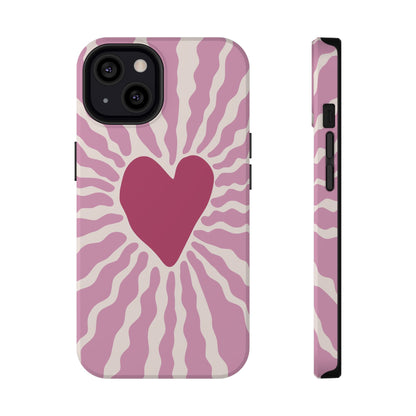 Retro Radiant Heart Phone Case – MagSafe Compatible for iPhone & Samsung Galaxy