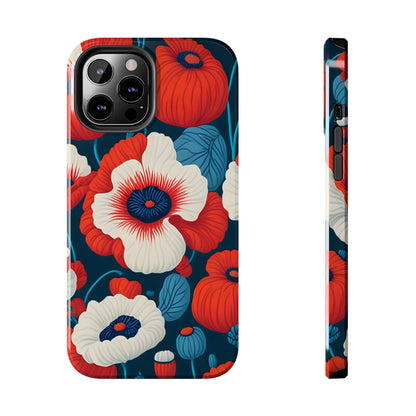 Cute Red And Blue Flower iPhone Case for iPhone 11-15 All Sizes