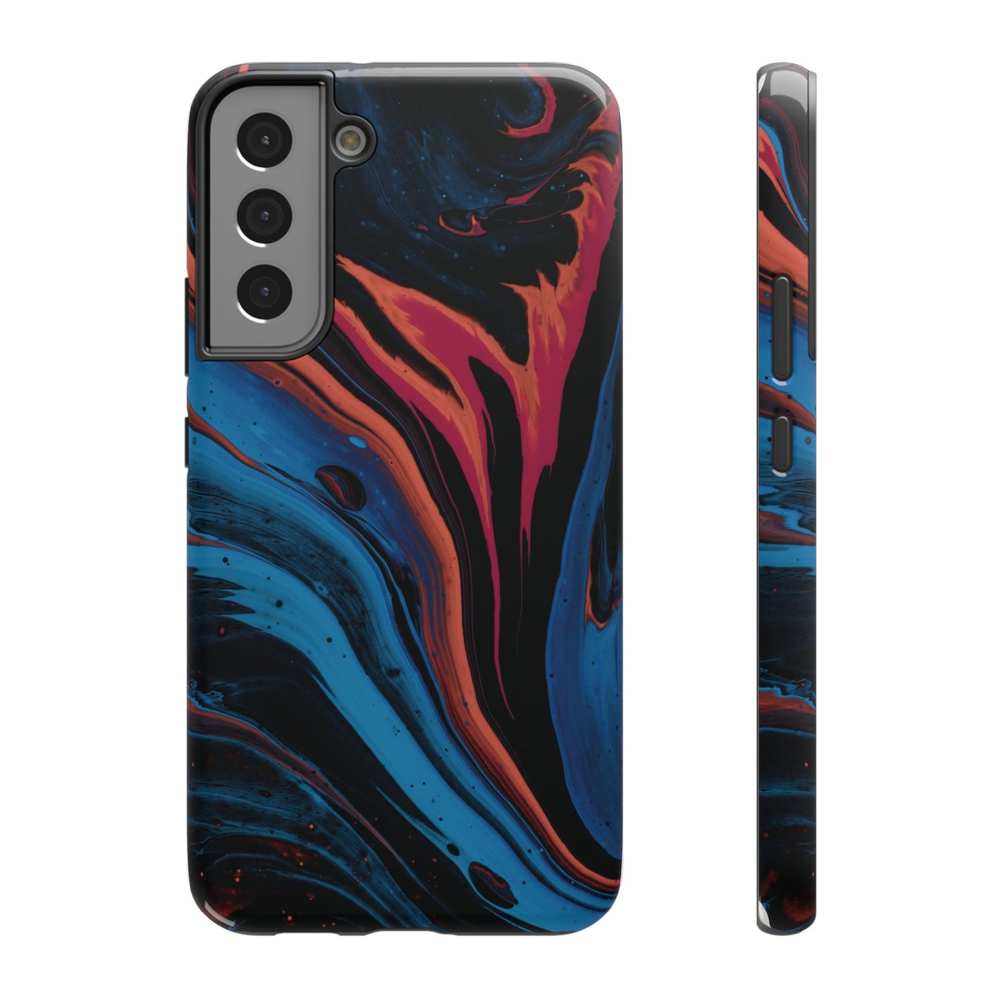 Crimson & Cobalt Fusion Marble Phone Case – MagSafe Compatible for iPhone & Samsung Galaxy