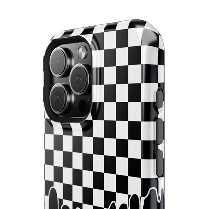 Dripping Checkerboard Phone Case – MagSafe Compatible for iPhone & Samsung Galaxy