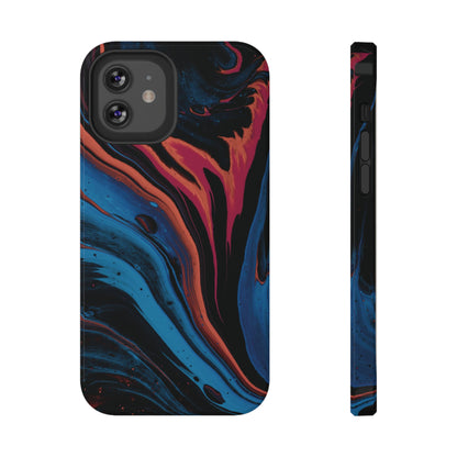 Crimson & Cobalt Fusion Marble Phone Case – MagSafe Compatible for iPhone & Samsung Galaxy